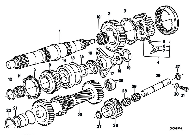 Opel Manta 5 speed Getrag 240 gearbox diagram