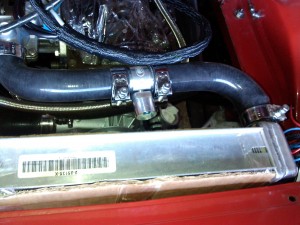 Opel Manta A Series custom radiator with Revotec in hose adjustable thermostat